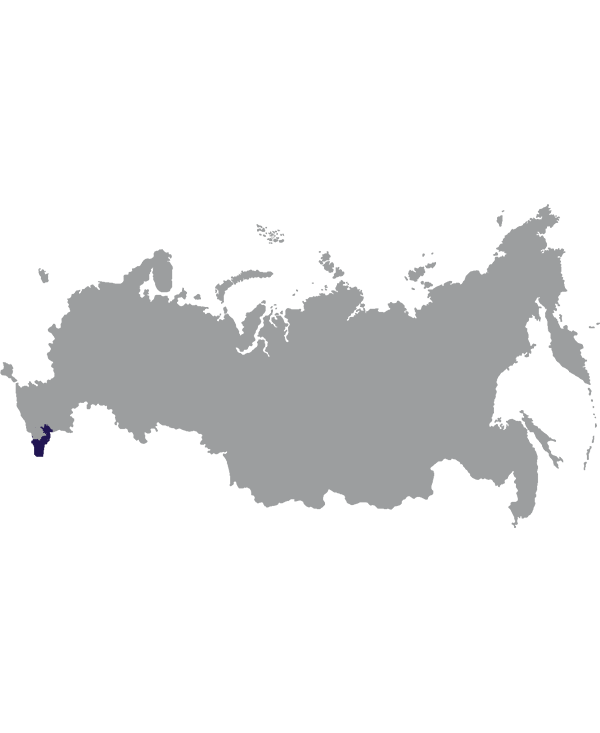 Landkaart Rusland grijs met republiek Dagestan donkerblauw op transparante achtergrond - 600 * 733 pixels